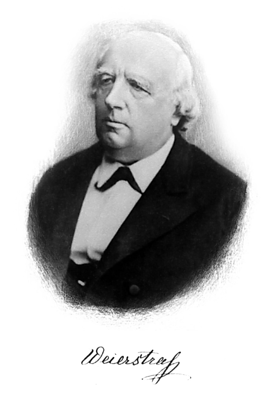 Portrait of Karl Weierstrass with his signature below